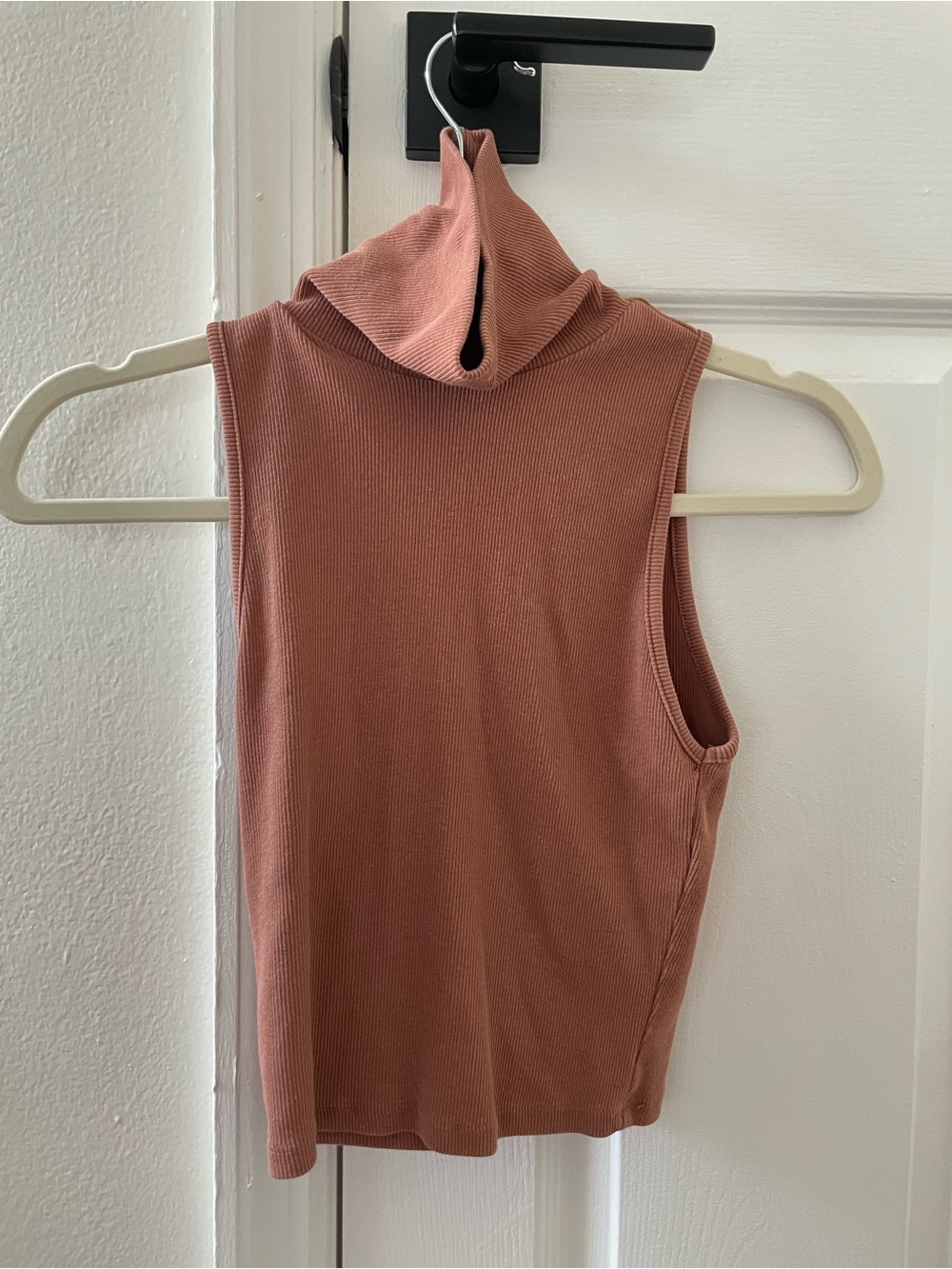 Zara Ribbed Sleeveless Turtleneck Tank in Mauve